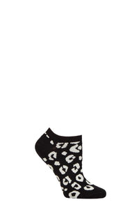 Ladies 1 Pair Thought Reese Bamboo Leopard Trainer Socks