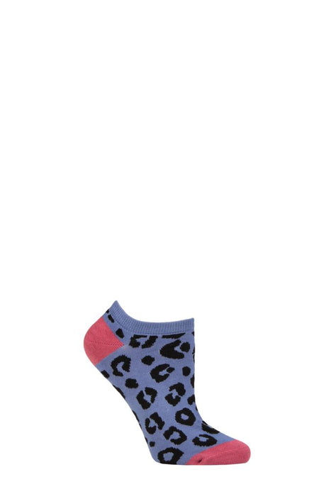Ladies 1 Pair Thought Reese Bamboo Leopard Trainer Socks