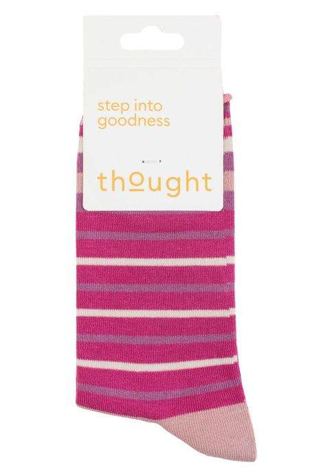 Ladies 1 Pair Thought Bamboo and Organic Cotton Striped Socks