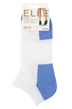 Load image into Gallery viewer, Ladies 3 Pair Elle Sheer Stripe Cushioned Heel and Toe Sports Bamboo Trainer Socks