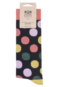 Mens and Ladies 1 Pair Shared Earth Fair Trade Bamboo Polka Dots Socks