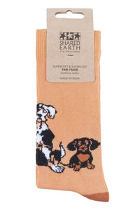 Mens and Ladies 1 Pair Shared Earth Fair Trade Bamboo Dogs Socks