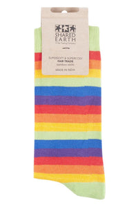 Mens and Ladies 1 Pair Shared Earth Rainbow Fair Trade Bamboo Socks