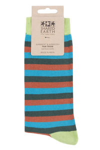 Mens and Ladies 1 Pair Shared Earth Stripes Fair Trade Bamboo Socks