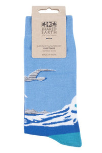 Mens and Ladies 1 Pair Shared Earth Restless Sea Fair Trade Bamboo Socks
