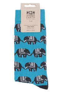 Mens and Ladies 1 Pair Shared Earth Elephants Fair Trade Bamboo Socks