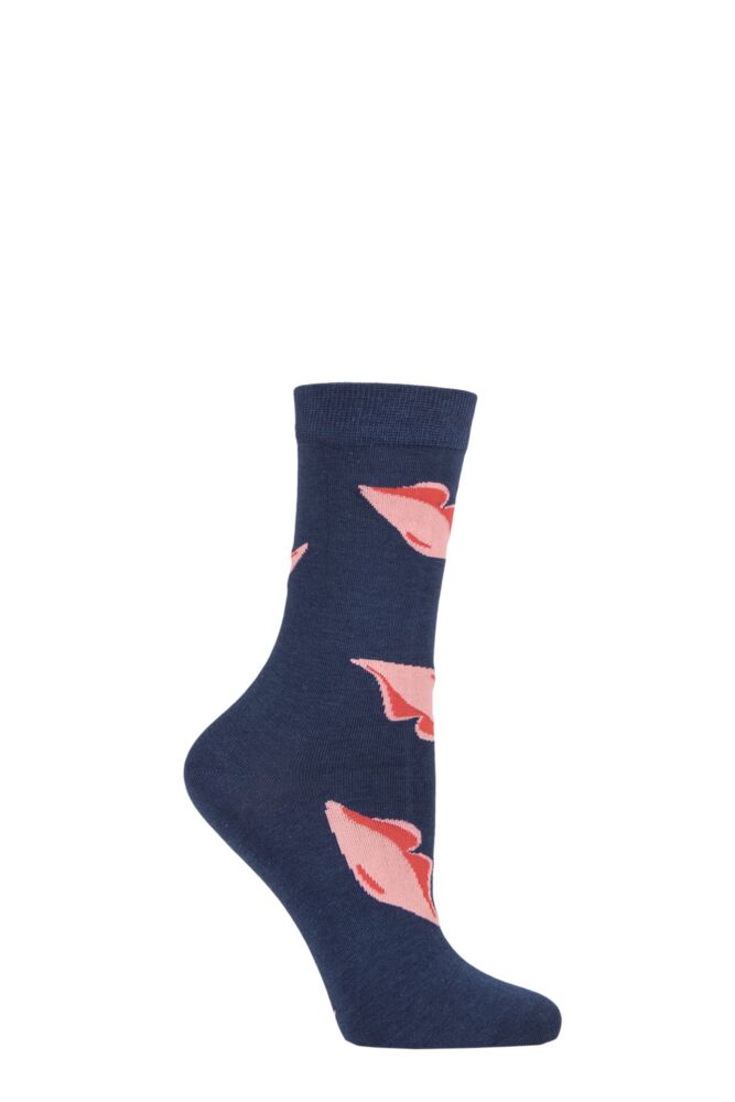 Ladies 1 Pair Lulu Guinness Charlotte Mei Lips Socks