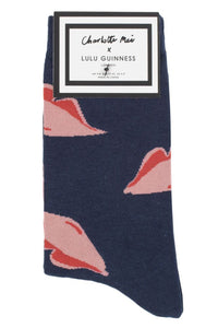 Ladies 1 Pair Lulu Guinness Charlotte Mei Lips Socks