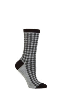 Ladies 1 Pair Charnos Bamboo Mini Gingham Socks