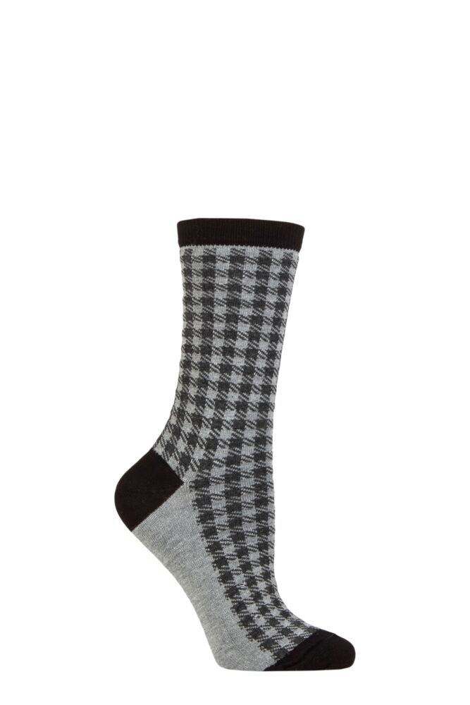 Ladies 1 Pair Charnos Bamboo Mini Gingham Socks