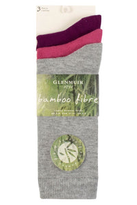 Ladies 3 Pair Glenmuir Classic Plain Bamboo Socks