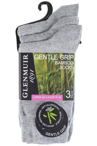 Ladies 3 Pair Glenmuir Comfort Cuff Plain Bamboo Socks
