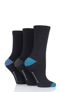 Ladies 3 Pair Glenmuir Contrast Heel and Toe Bamboo Socks