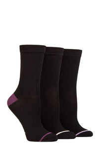 Ladies 3 Pair Glenmuir Contrast Heel and Toe Bamboo Socks