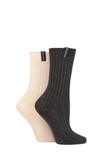 Ladies 2 Pair Glenmuir Light Cushioned Bamboo Boot Socks