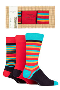 Mens 3 Pair Glenmuir Patterned and Plain Gift Boxed Bamboo Socks