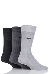 Mens 3 Pair Glenmuir Classic Bamboo Ribbed Socks