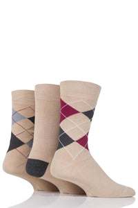 Mens 3 Pair Glenmuir Classic Bamboo Argyle Socks