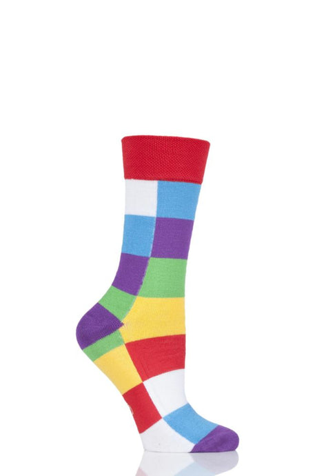 Mens Ladies and Kids 1 Pair SOCKSHOP Friendship Friday with Elmer Patchwork Bamboo Socks