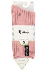 Ladies 2 Pair Pringle Bamboo Ribbed Light Boot Socks
