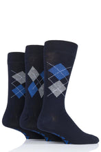 Load image into Gallery viewer, Mens 3 Pair Farah Luxury Bamboo Stripe Plain and Argyle Socks