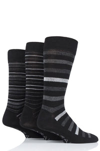 Mens 3 Pair Farah Luxury Bamboo Stripe Plain and Argyle Socks