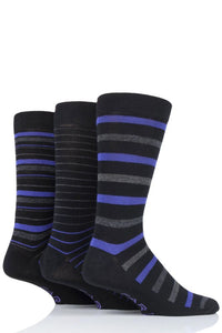Mens 3 Pair Farah Luxury Bamboo Stripe Plain and Argyle Socks