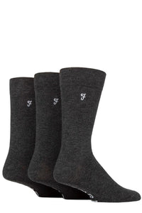 Mens 3 Pair Farah Luxury Bamboo Stripe Plain and Argyle Socks