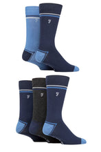 Load image into Gallery viewer, Mens 5 Pair Farah Plain, Striped and Patterned Everyday Bamboo Socks