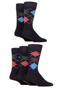 Mens 5 Pair Farah Argyle, Patterned and Striped Bamboo Socks