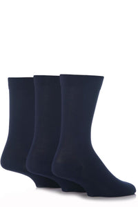 Mens 3 Pair SOCKSHOP Comfort Cuff Gentle Bamboo Striped Socks with Smooth Toe Seams