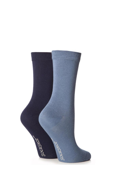 Ladies 2 Pair SockShop Plain Bamboo Socks with Smooth Toe Seams