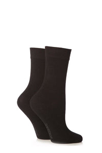 Ladies 2 Pair SockShop Plain Bamboo Socks with Smooth Toe Seams