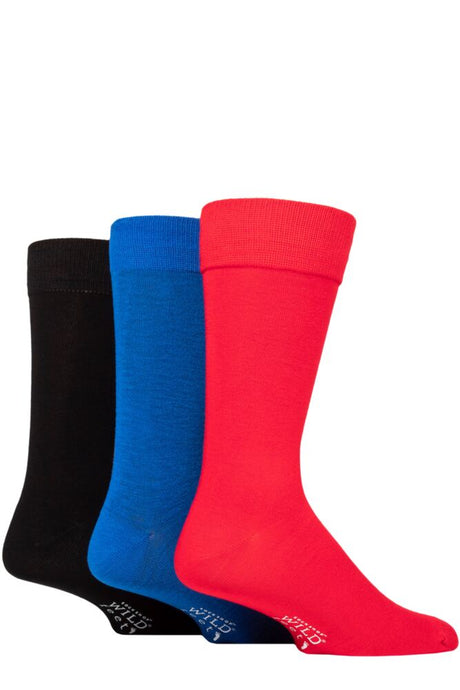 Mens 3 Pair Wildfeet Plain Bamboo Socks