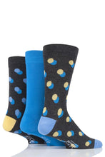 Load image into Gallery viewer, Mens 3 Pair SOCKSHOP Wildfeet Patterned Spots and Stripes Bamboo Socks