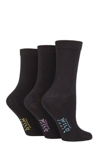 Ladies 3 Pair Wildfeet Plain Bamboo Socks