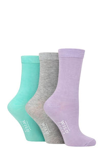 Ladies 3 Pair Wildfeet Plain Bamboo Socks