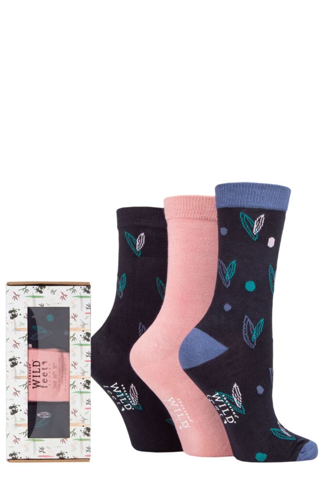 Ladies 3 Pair SOCKSHOP Wildfeet Bamboo Gift Box