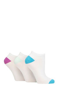 Ladies 3 Pair Wildfeet Plain, Patterned and Contrast Heel Bamboo Trainer Socks
