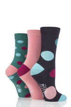 Load image into Gallery viewer, Ladies 3 Pair SOCKSHOP Wildfeet Large Dot Bamboo Socks