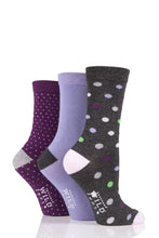 Load image into Gallery viewer, Ladies 3 Pair SOCKSHOP Wildfeet Dots and Plain Bamboo Socks