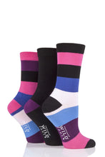 Load image into Gallery viewer, Ladies 3 Pair SOCKSHOP Wildfeet Broad Stripes Bamboo Socks