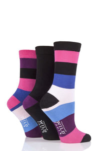 Ladies 3 Pair SOCKSHOP Wildfeet Broad Stripes Bamboo Socks