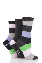 Load image into Gallery viewer, Ladies 3 Pair SOCKSHOP Wildfeet Broad Stripes Bamboo Socks