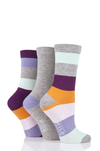 Ladies 3 Pair SOCKSHOP Wildfeet Broad Stripes Bamboo Socks
