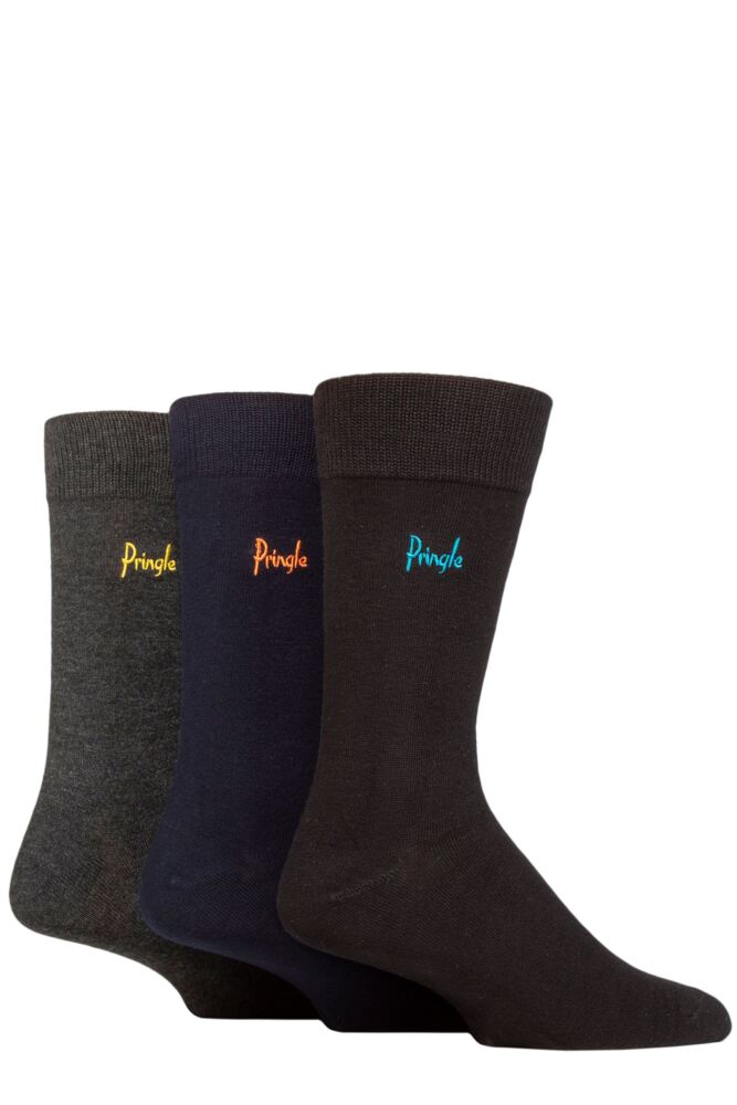Mens 3 Pair Pringle Plain Rupert Bamboo Socks