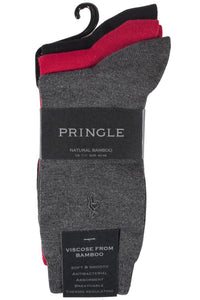 Mens 3 Pair Pringle of Scotland Classic Bamboo Plain Socks