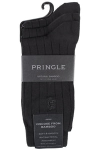 Mens 3 Pair Pringle Of Scotland Classic Bamboo Rib Socks