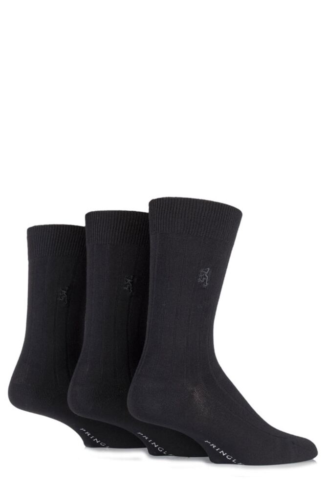 Mens 3 Pair Pringle Of Scotland Classic Bamboo Rib Socks