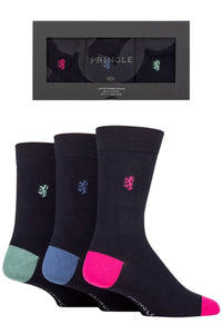 Mens 3 Pair Pringle Plain and Patterned Gift Boxed Bamboo Socks